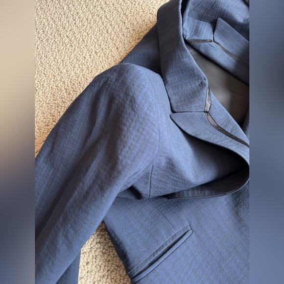 Theory for Barney's Wool Blend Blazer Navy Black Gray Stripes Size 4 Button Work - Picture 9 of 9